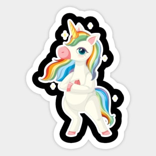 Cute Unicorn with rainbow unicorn cartoon Sticker